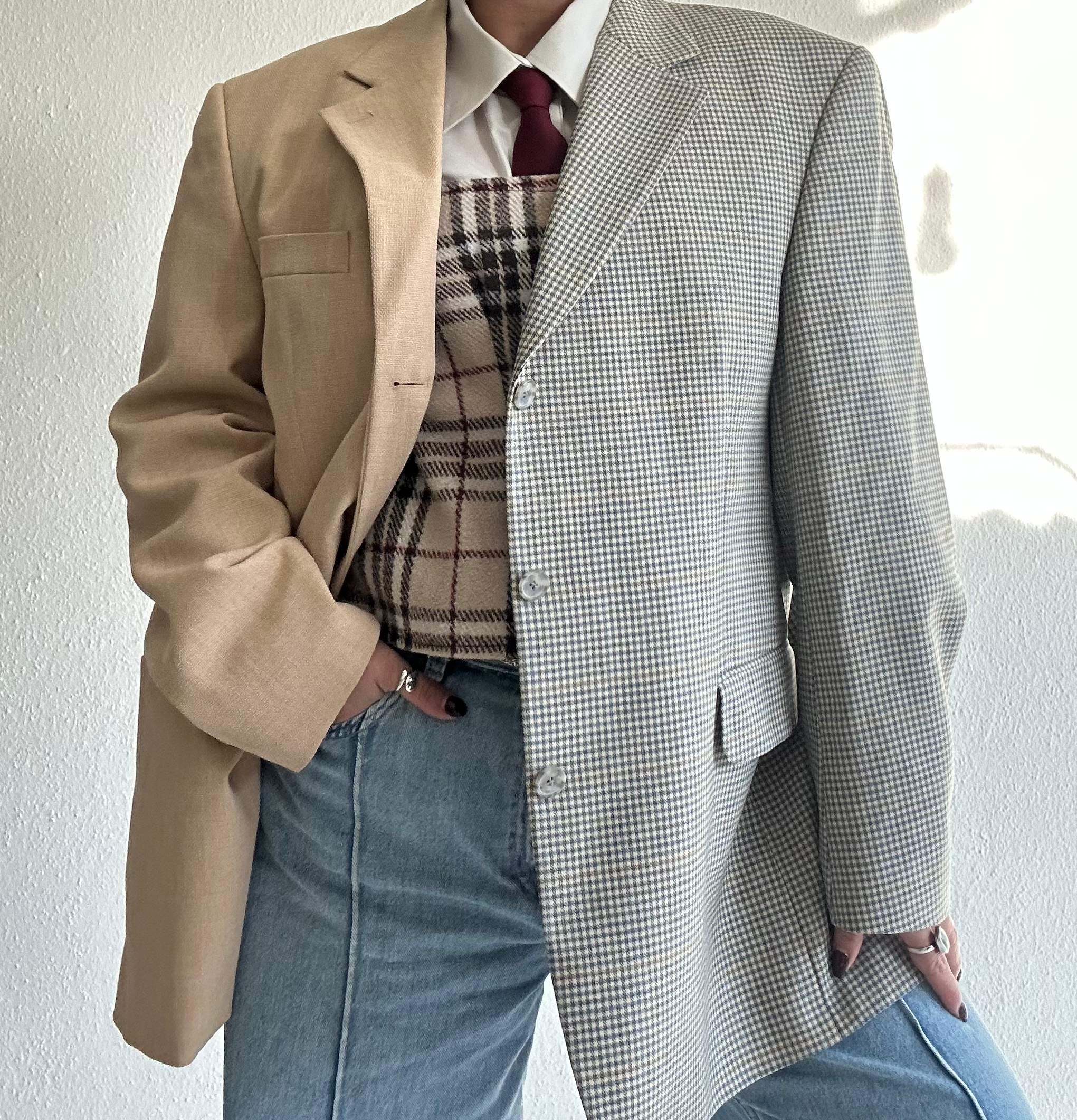 Stunning cappuccino and light beige contrasted blazer