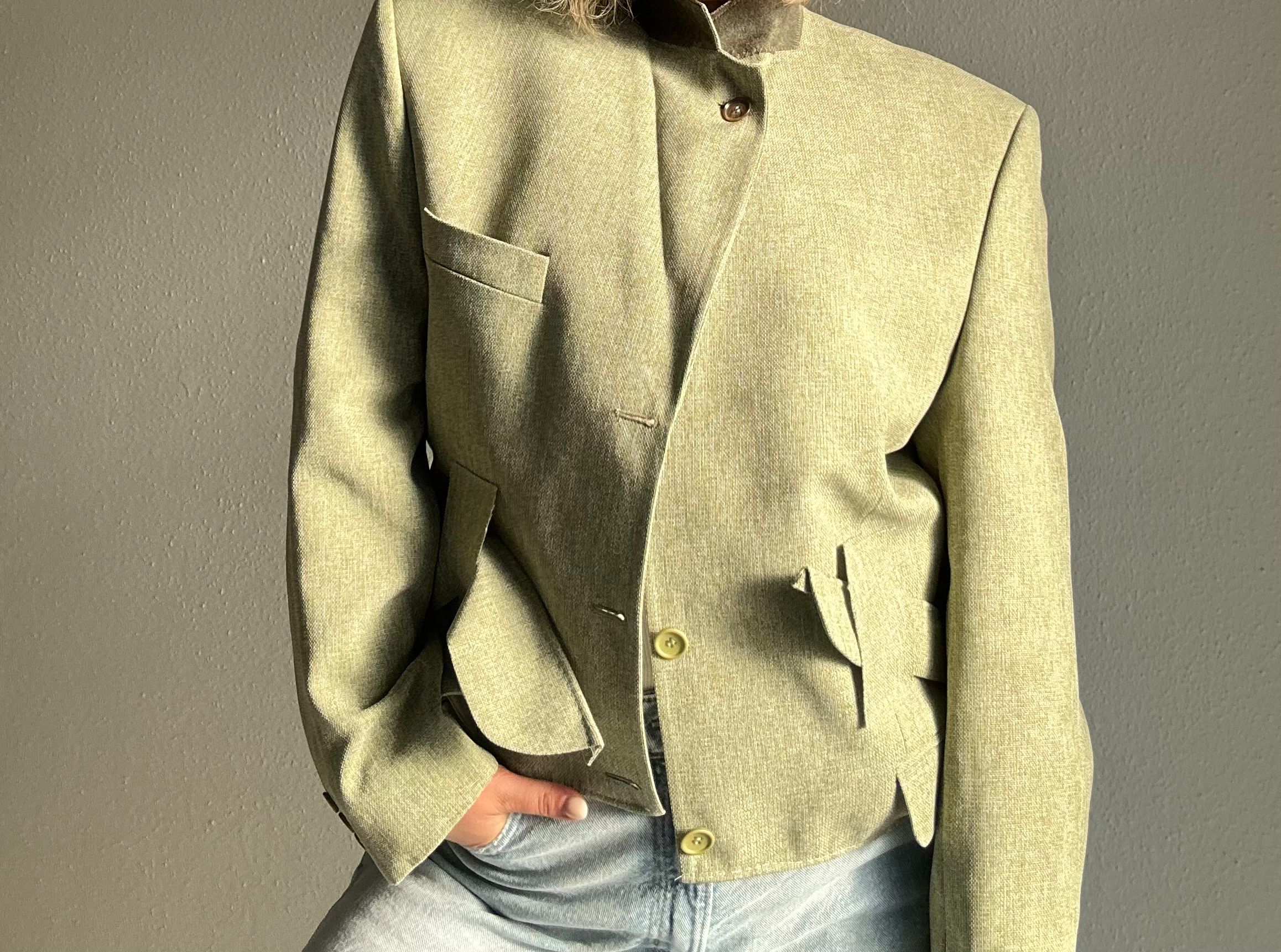 Belted matcha blazer