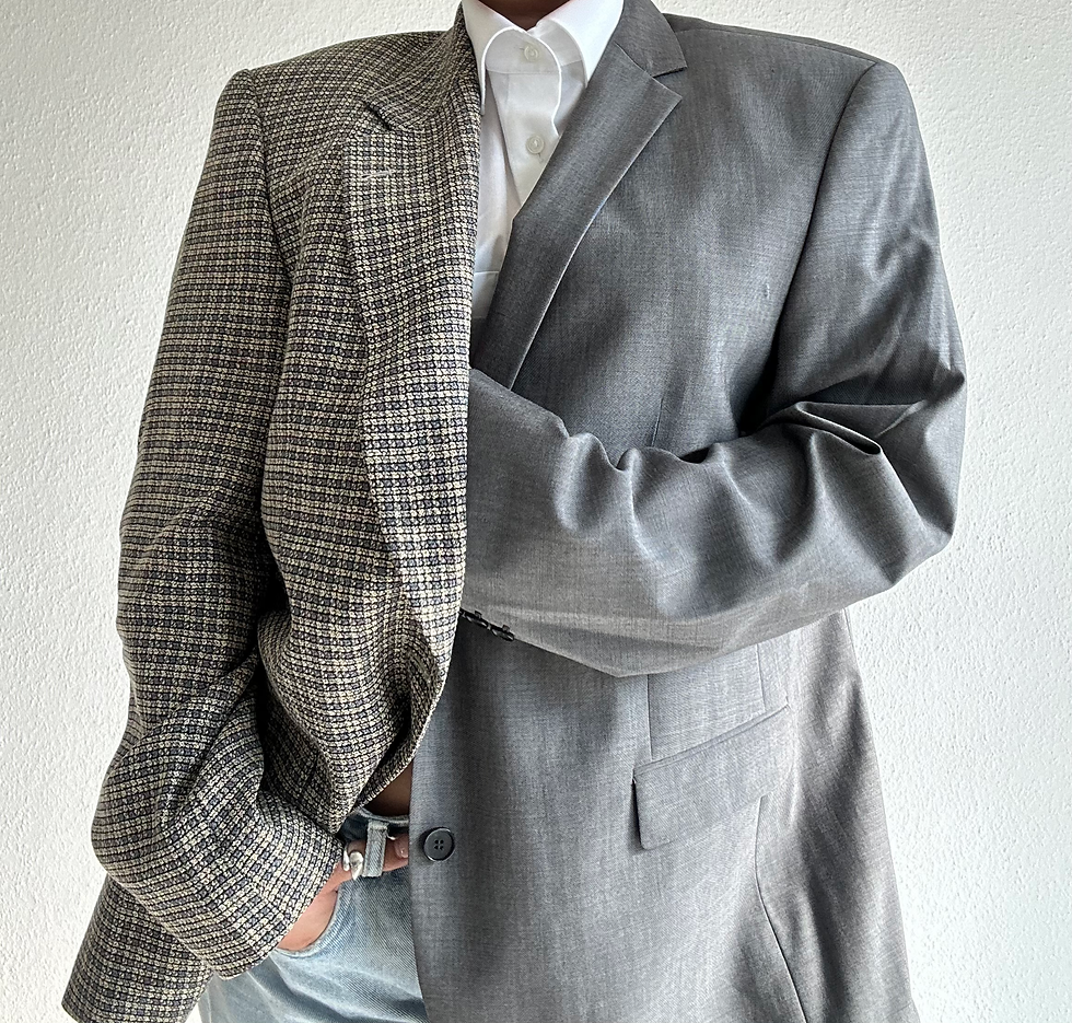 Thumbnail: Dark grey and grey contrasted blazer
