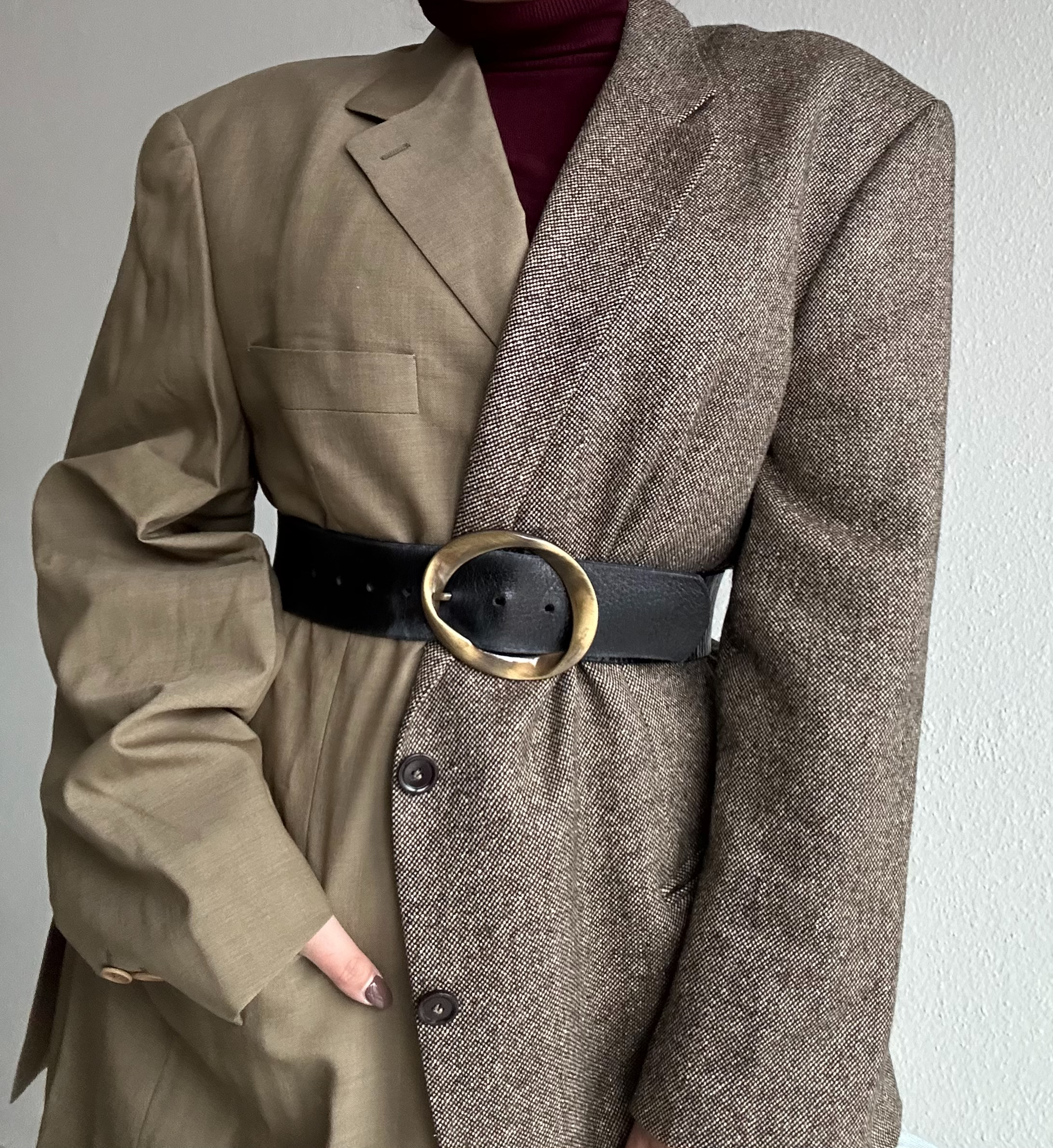 Cappuccino and chocolate checks contrasted blazer