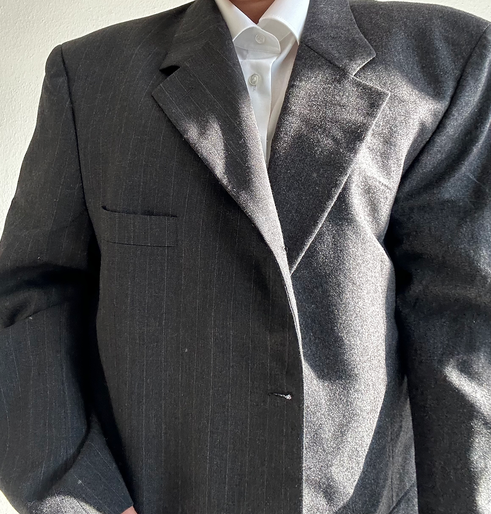 Miniaturbild: Dark grey and striped grey contrasted blazer