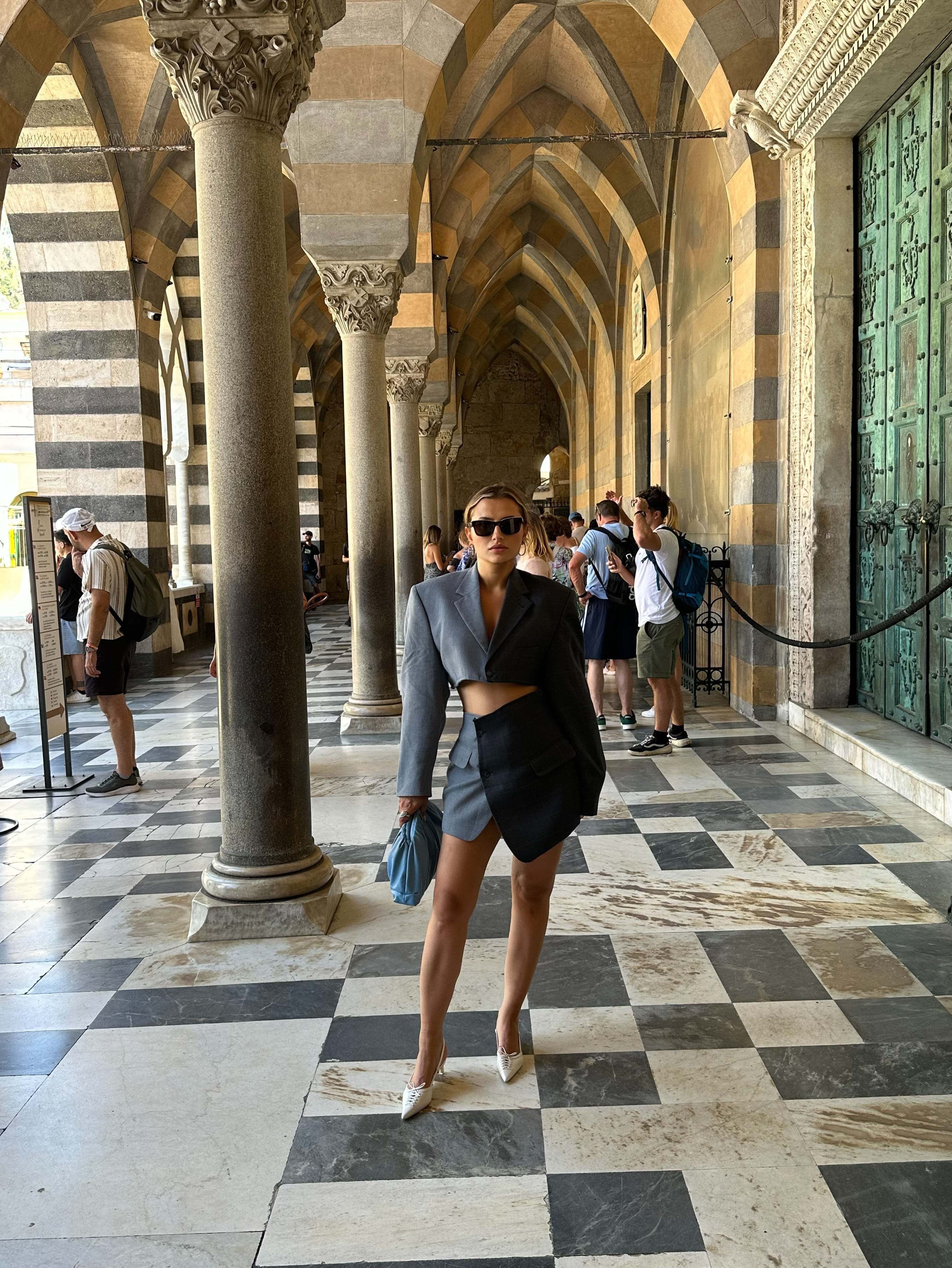 Mini skirt and cropped blazer