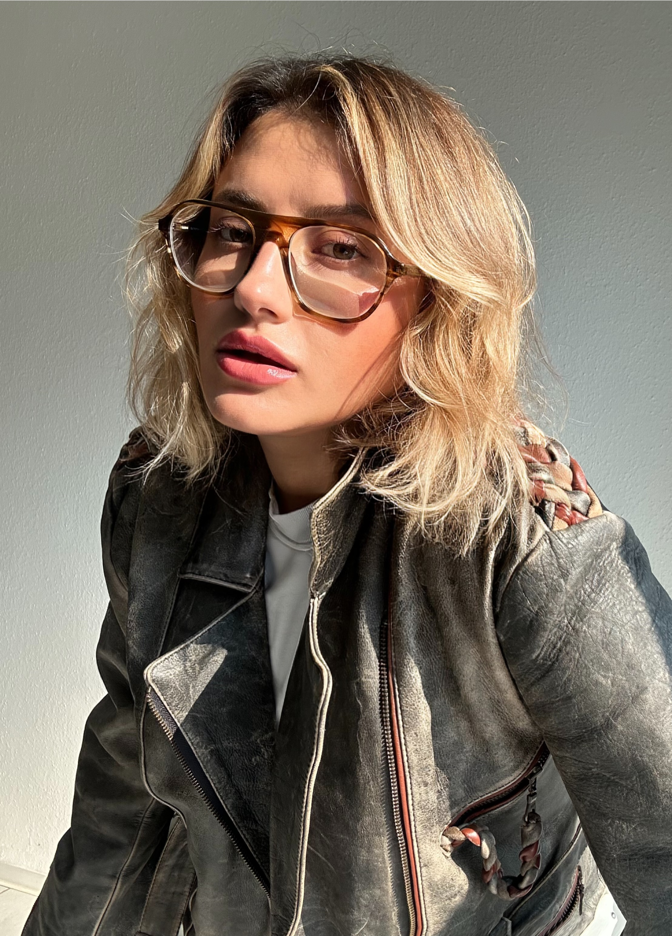 Oversized vintage leather jacket