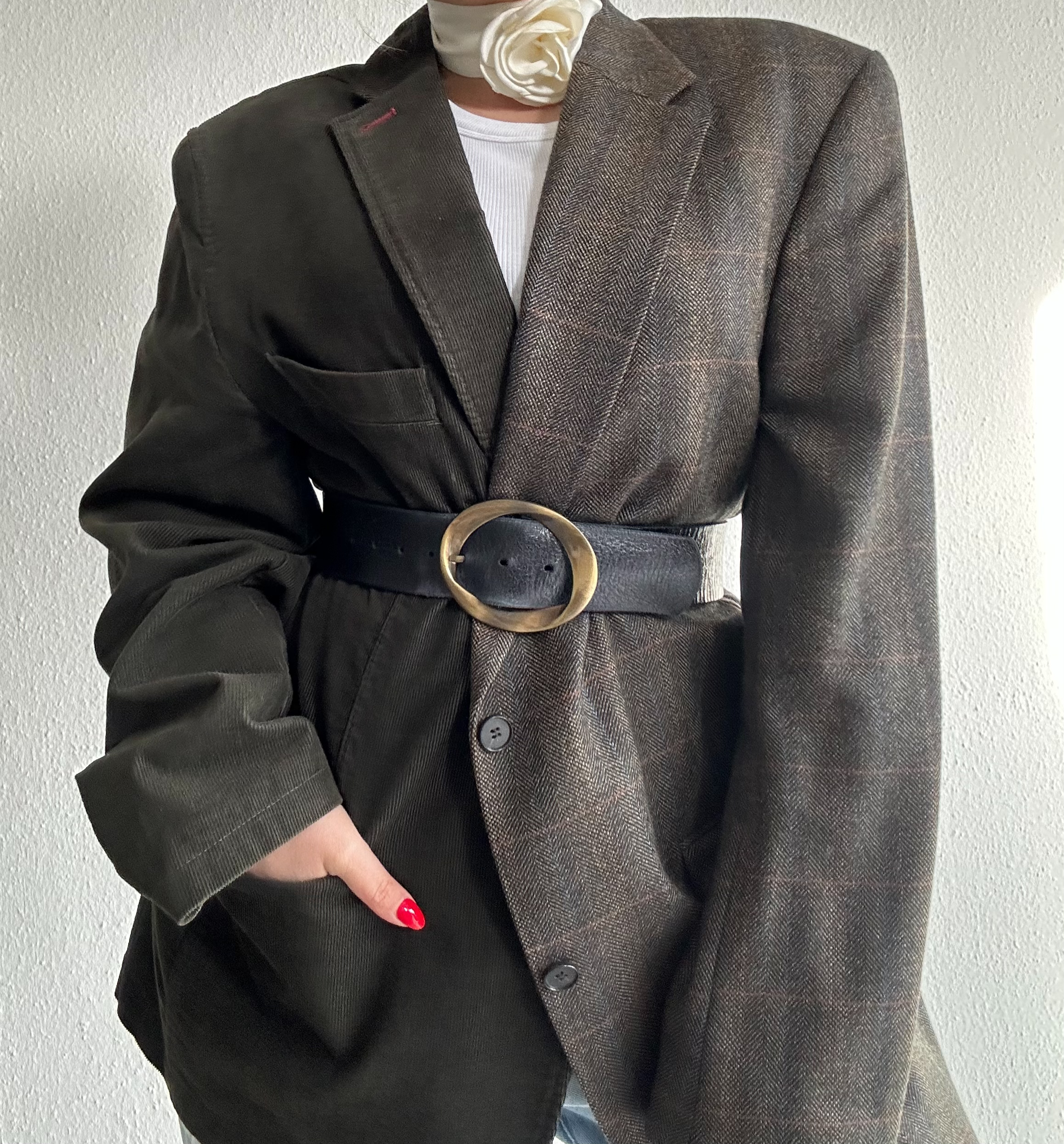 Dark green and khaki contrasted blazer