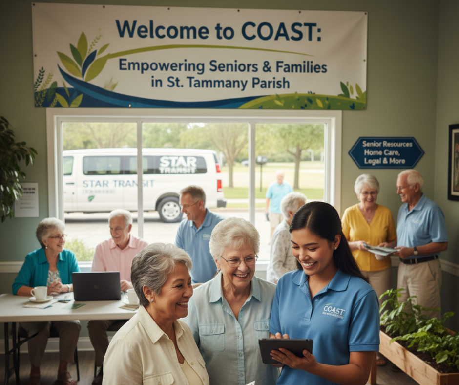 COAST staff empower St. Tammany seniors with vital community resources like transportation, home care, and legal assistance.