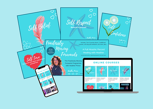 Images of courses run by Heather Prince, shown on a mobile phone and a laptop computer screen