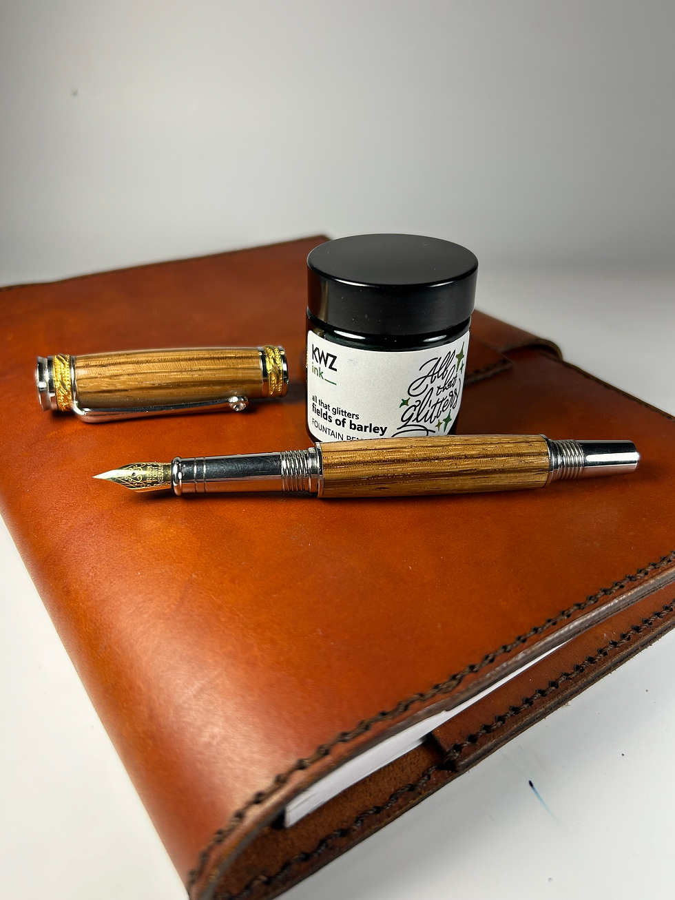 Thumbnail: KWZ All That Glitters Fountain Pen Ink 30ml - Fields of Barley - Shimmer Ink