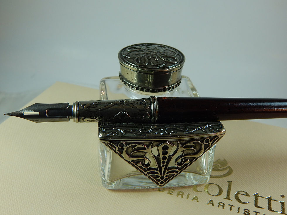 Thumbnail: Bortoletti Wood Dip Pen with Bronze Nib Holder Set - SET65