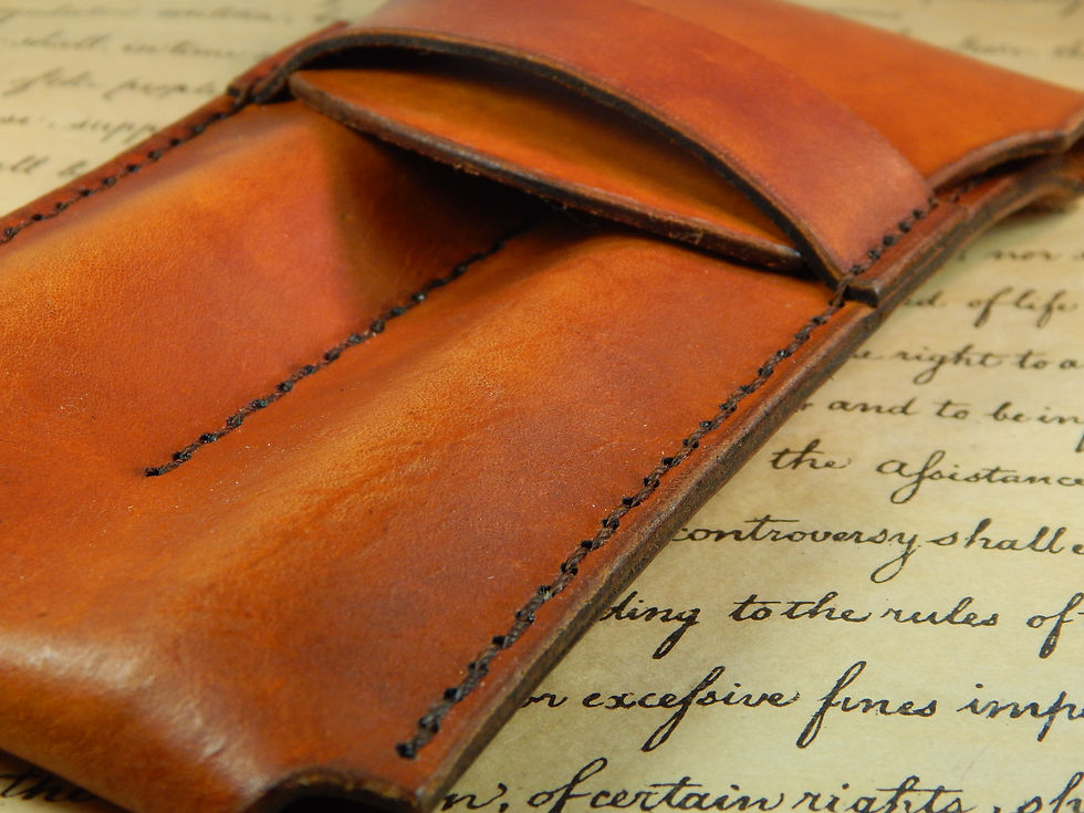 Thumbnail: Handcrafted Leather Pen Pouch / Pen Case - Saddle Tan