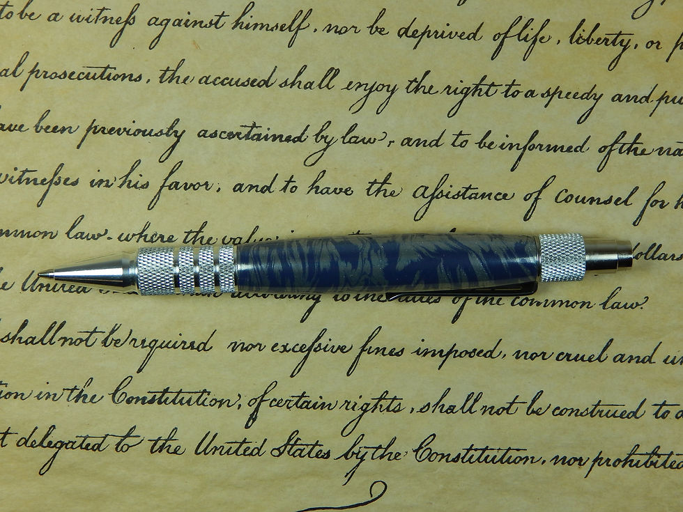 Thumbnail: Duraclick 6061-T6 Aluminum Ballpoint with Blue and White Mokume Metal - Free Shi