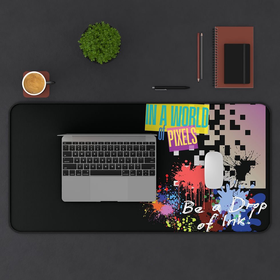 Thumbnail: Pixel and Ink Desk Mat — Mouse Pad or Pen Cleaning Workspace