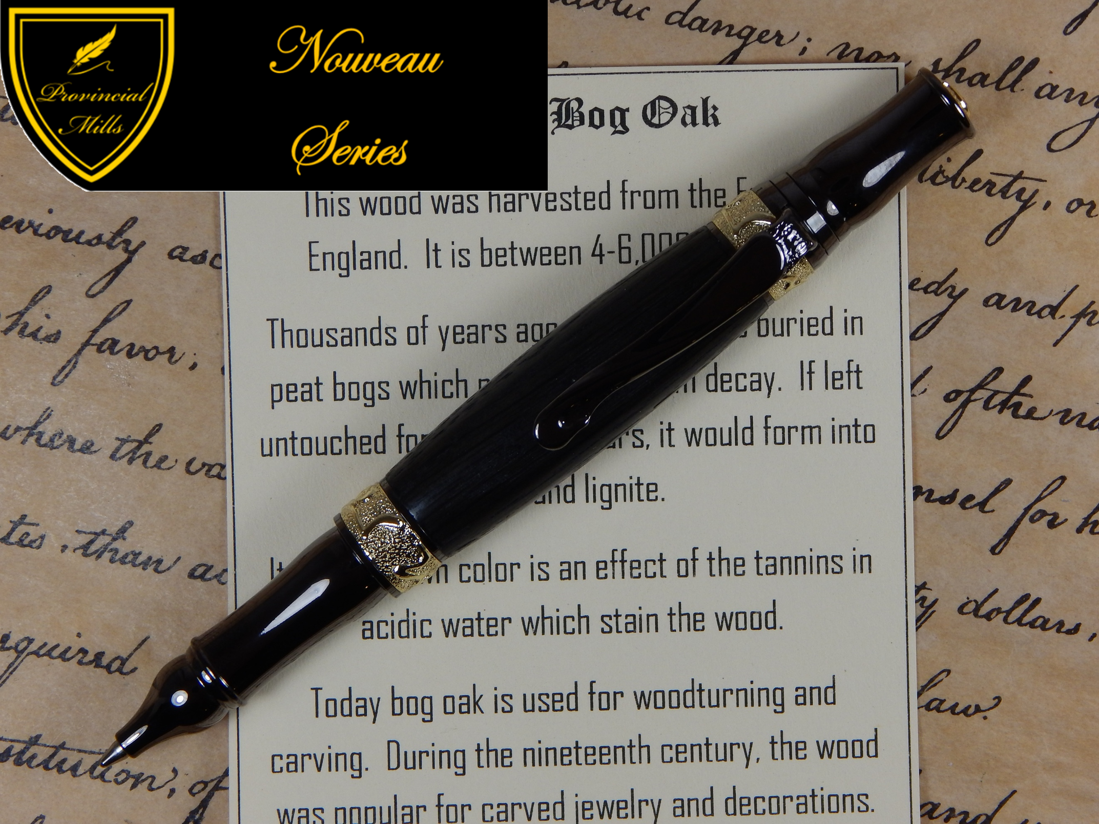 Nouveau Sceptre Twist Ballpoint Pen with Ancient Bog Oak - Free Shipping #BP0027