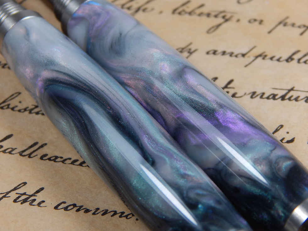 Thumbnail: Provincial Fountain or Rollerball with Australian Black Opal Resin #FPRB106