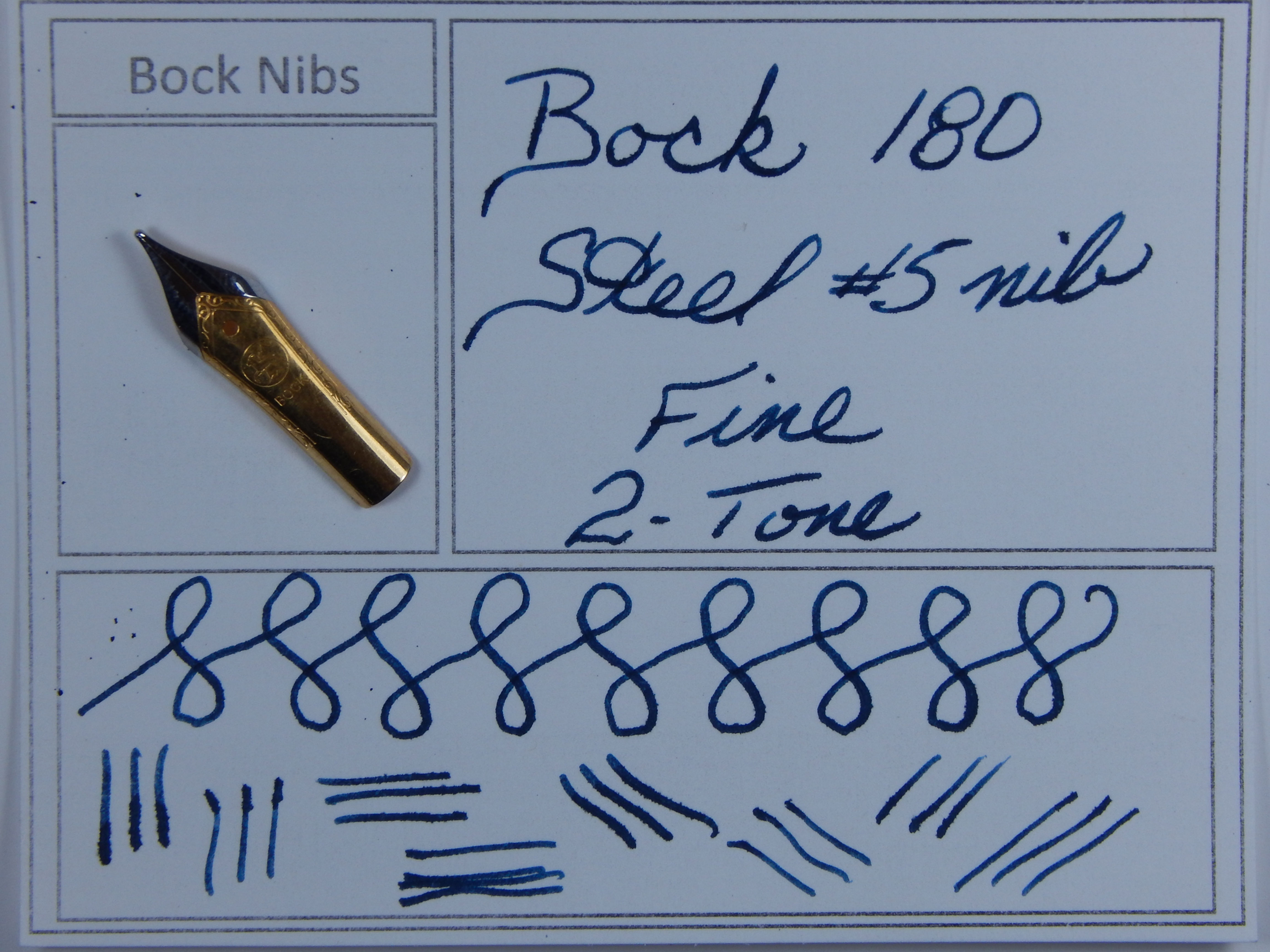 Bock 180 Steel 2-Tone Fountain Pen Nib - #5 - Fine Tip