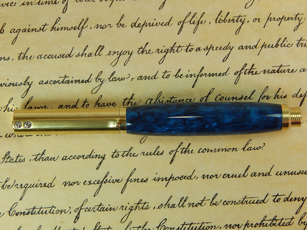 Thumbnail: Provincial C3604 Brass Fountain Pen with Blue Acrylic - #FP10247