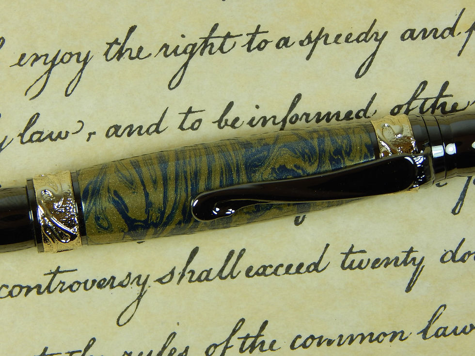 Thumbnail: Nouveau Sceptre Ballpoint with Navy and Gold Copper - #ME105