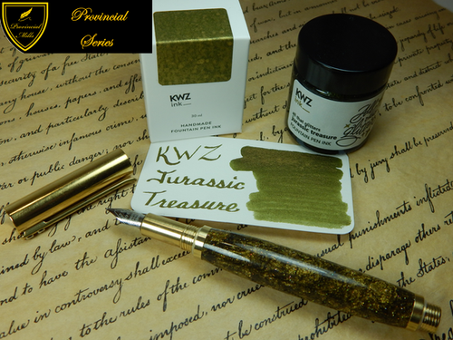 Provincial Fountain Pen with KWZ Jurassic Treasure Ink and acrylic