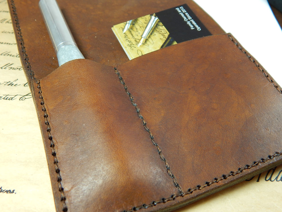 Thumbnail: Provincial Leather Notebook Cover - Handcrafted - A5 Size -Walnut - PNC004