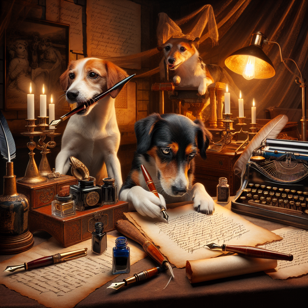 Dogs writing with Fountain Pens