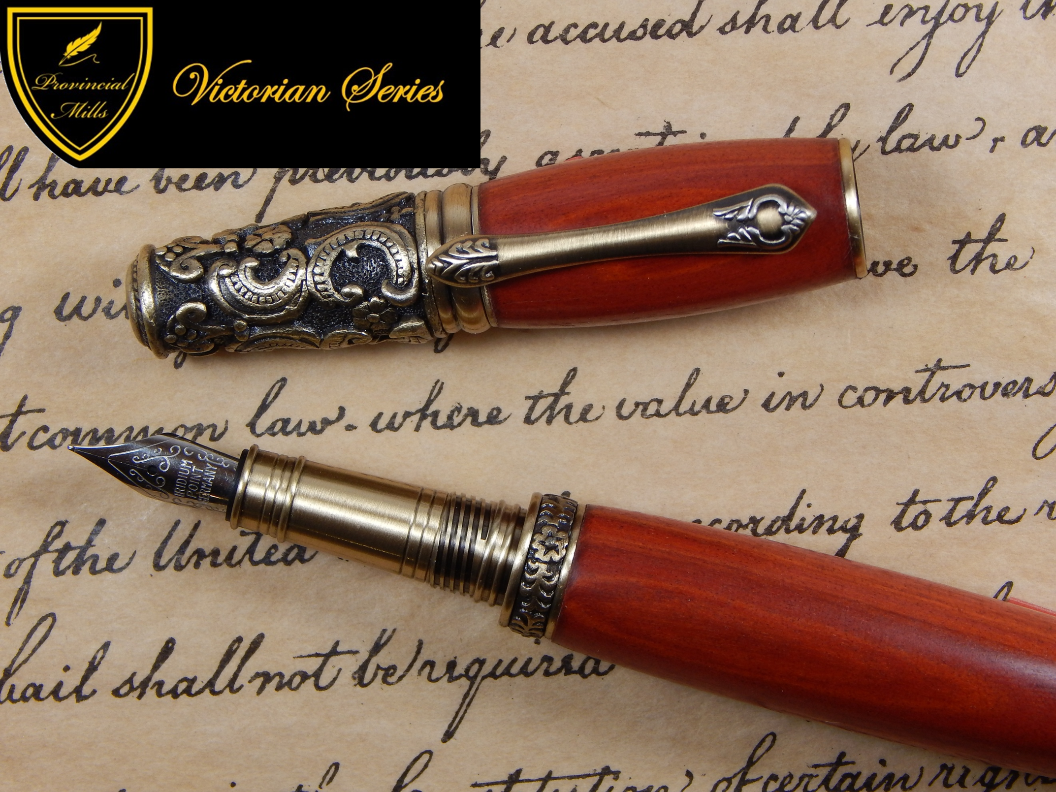 Victorian Fountain Pen - Redheard Wood - #FP10174