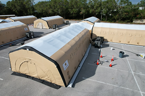 ZUMRO Rapid Deployment Emergency Air Shelter Systems - Drone Shot Above Shelter