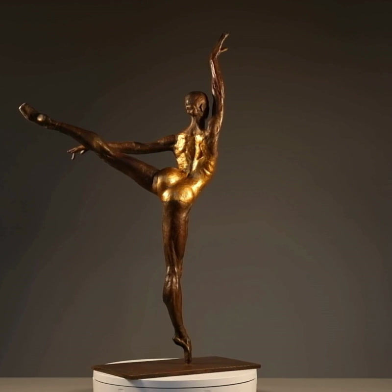 Thumbnail: Bronze sculpture of a female ballet dancer performing an arabesque en pointe - 360 view