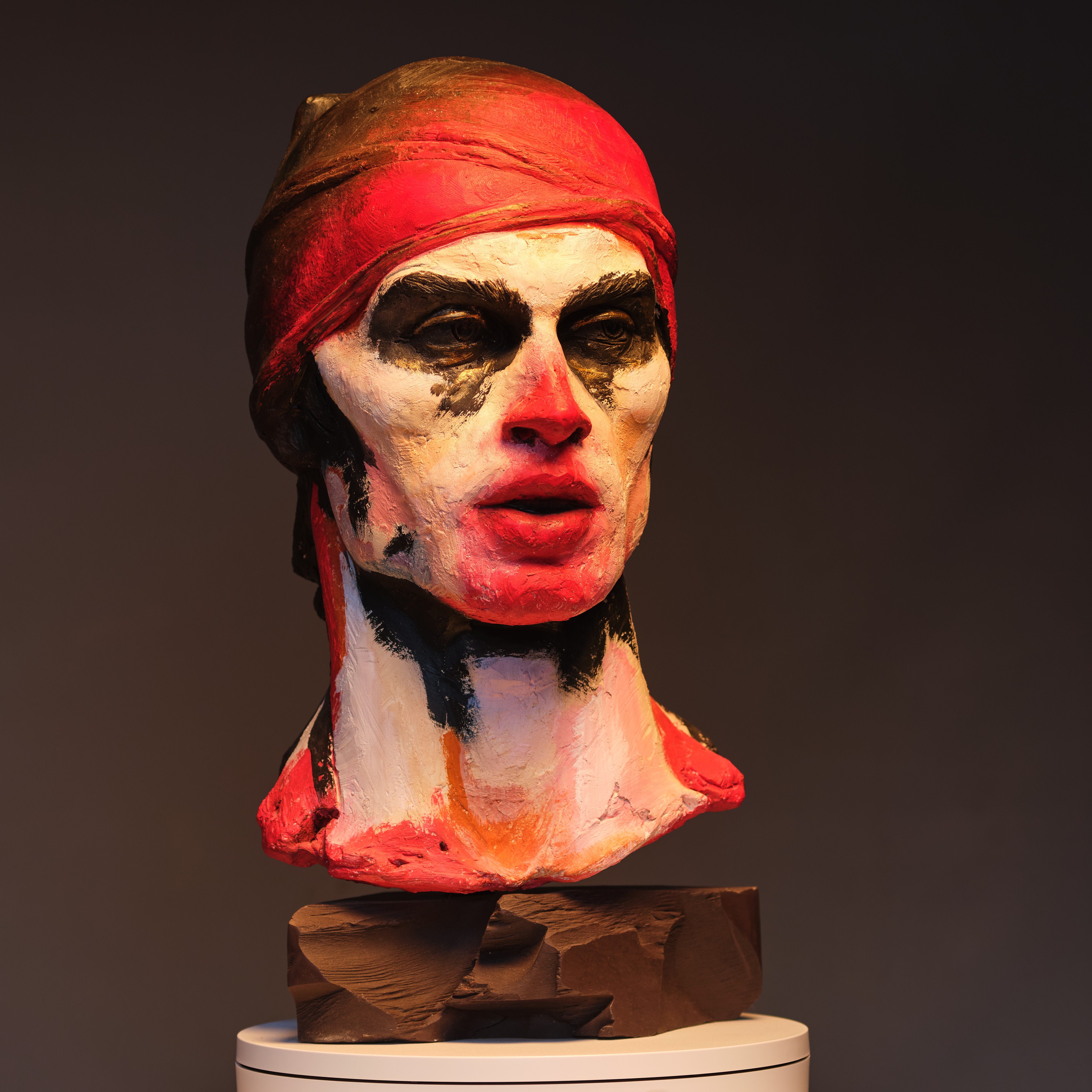 Portrait of Rudolf Nureyev in painted plaster - front view