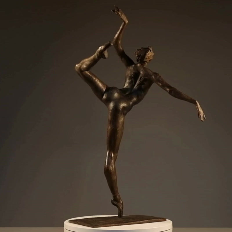 Thumbnail: 360 view of The Black Swan bronze sculpture of a female ballet dancer