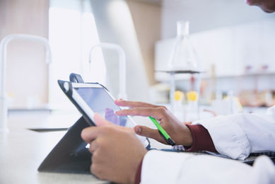Scientist on Tablet