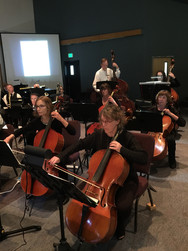 CRS cello and bass players performing