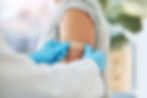 Covid virus vaccination, vaccine and doctor hands with plaster on patient arm in a medical