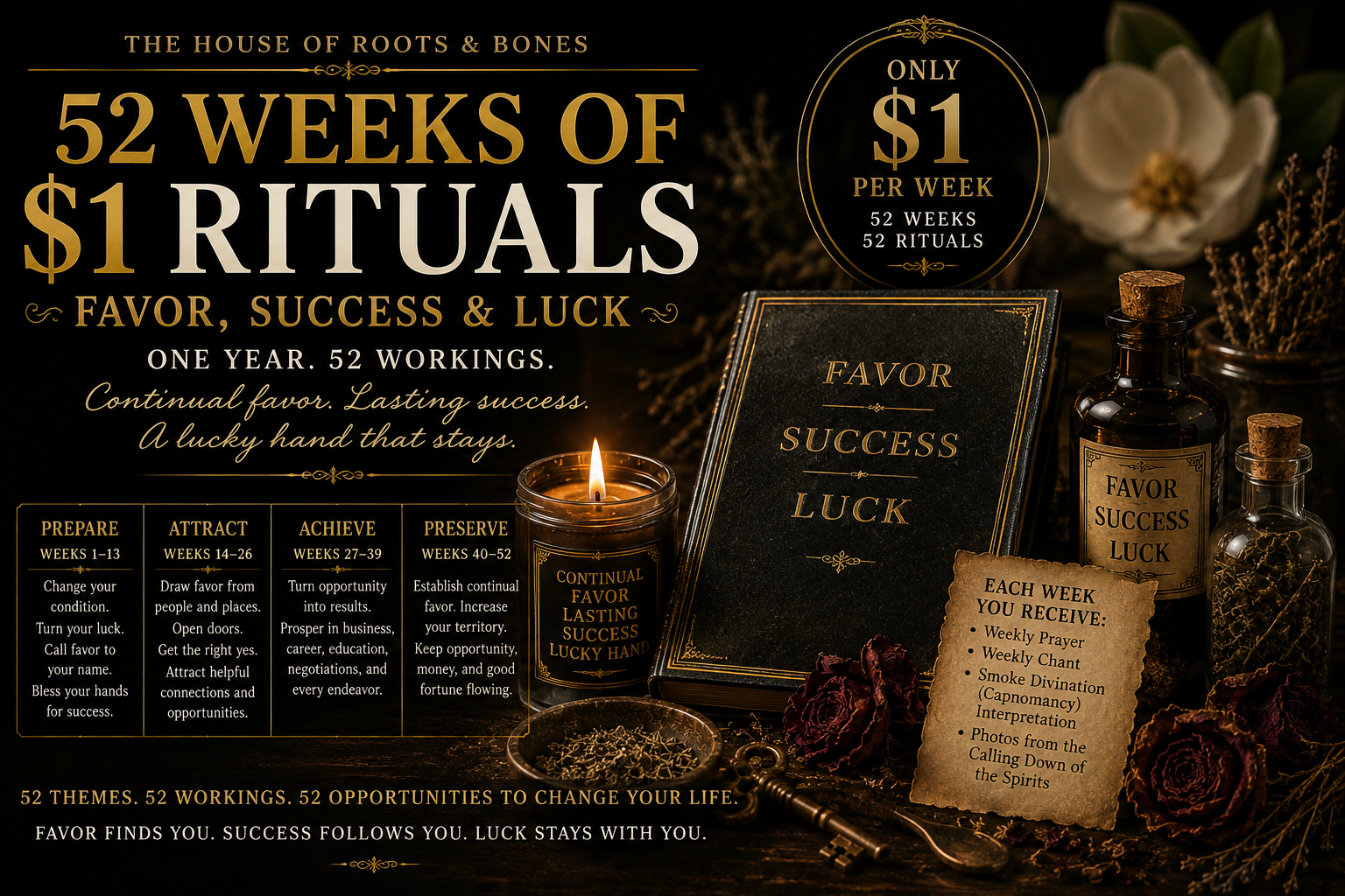 52 Weeks of $1 Favor, Success, and Luck Rituals