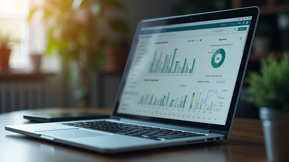 Close-up view of a laptop screen showing HR software dashboard