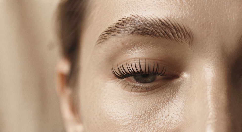 Lifted, darkened natural lashes after a lash lift at Celestine Skin