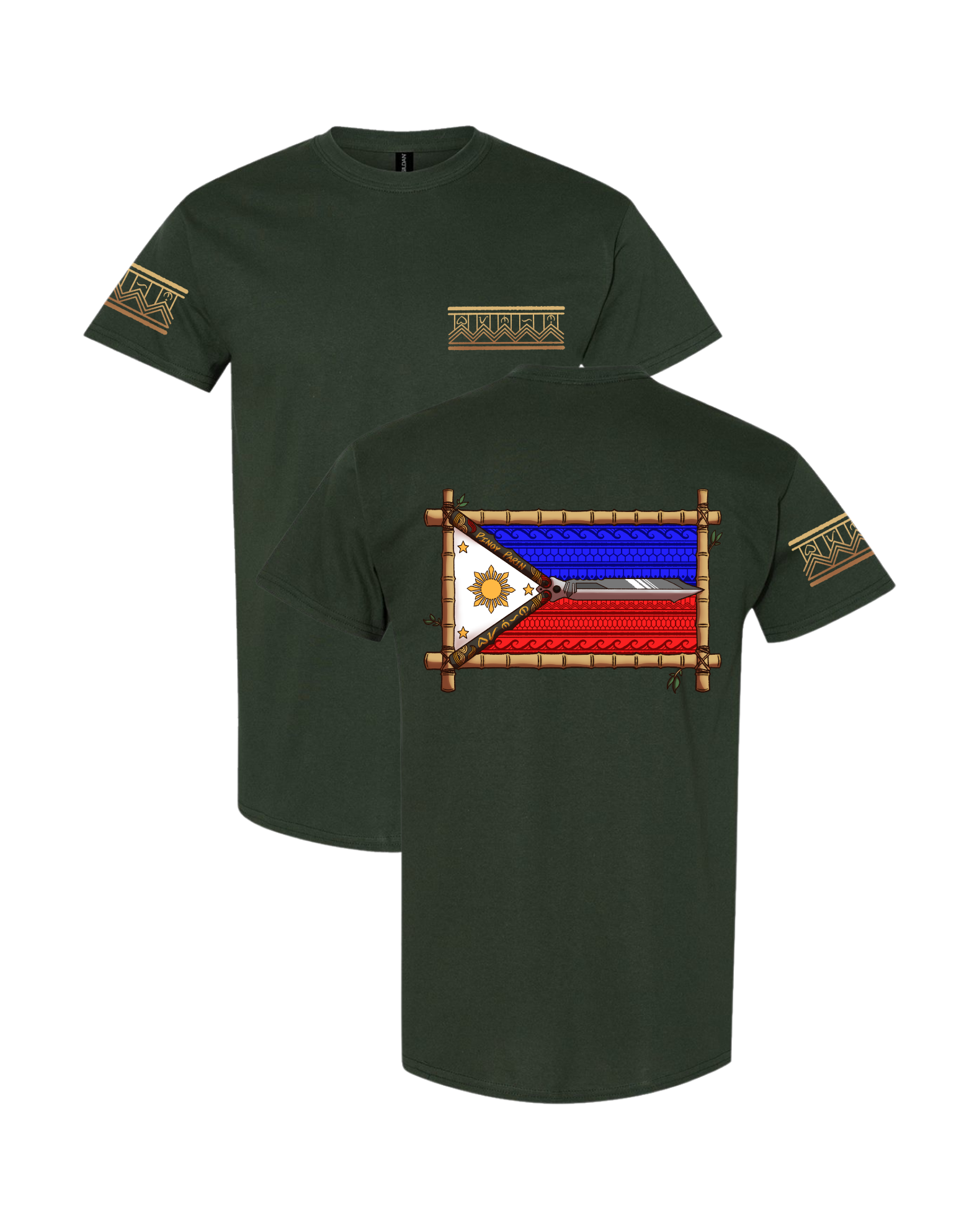 New - Pinoy Parin Flag Shirt Redesign - Forest Green