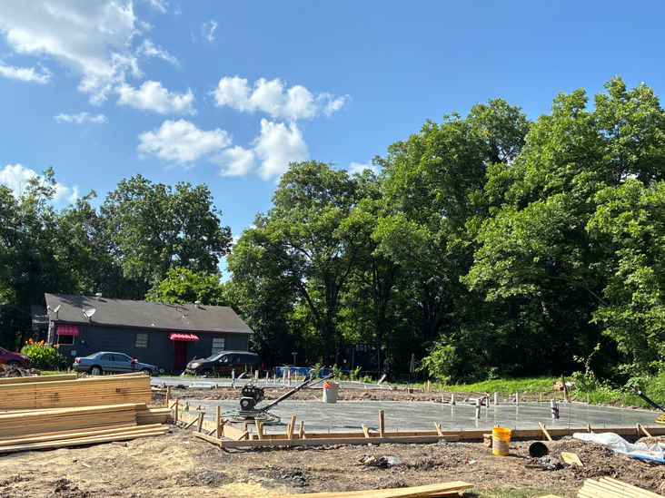 Monolithic concrete slab and footing poured for a new house in Central Arkansas