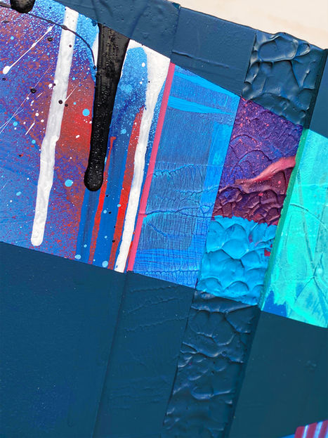 Abstract structural painting on wood made by Przemyslaw Robert Chochol