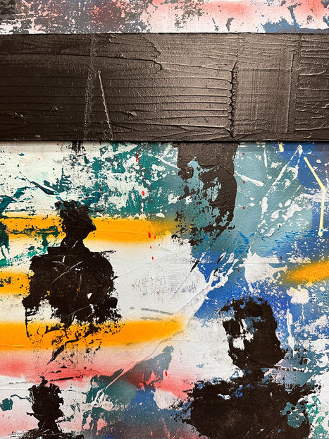 Abstract structural painting on wood made by Przemyslaw Robert Chochol