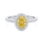 Oval yellow diamond ring with diamond halo