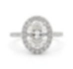 Oval diamond ring with halo and pavé band