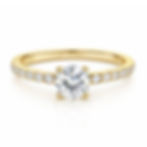 Gold ring with round diamond and pavé