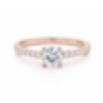 Rose gold ring with round diamond and pavé band