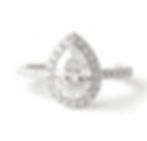Pear cut diamond ring with halo and pavé band