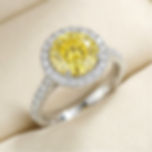 Silver ring with yellow center stone and clear accents