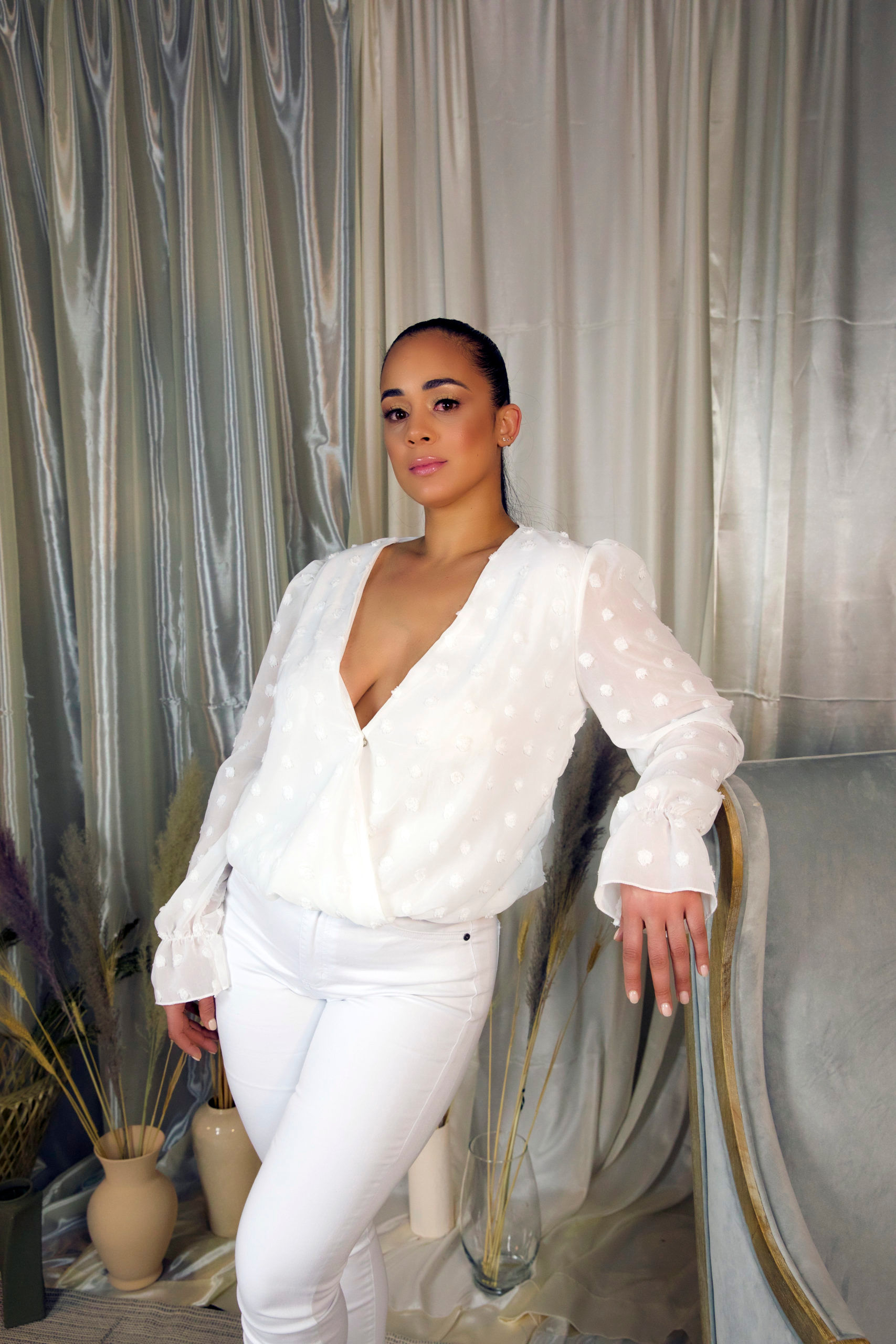 Kari Polka Dot Mesh Blouse