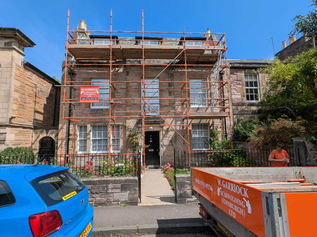 Scaffolding on a house
