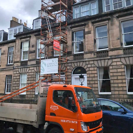 Scaffolding on a house