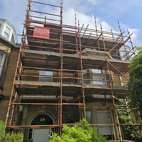 Scaffolding on a house