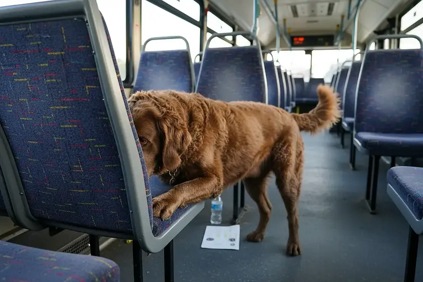 A bed bug inspection service on a bus