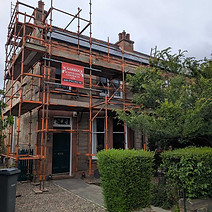 Scaffolding on a house